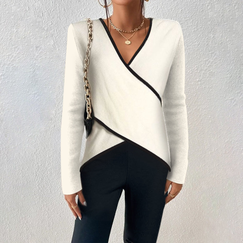 LS | Women Chic Contrast Trim Top