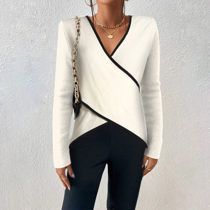 LS | Women Chic Contrast Trim Top