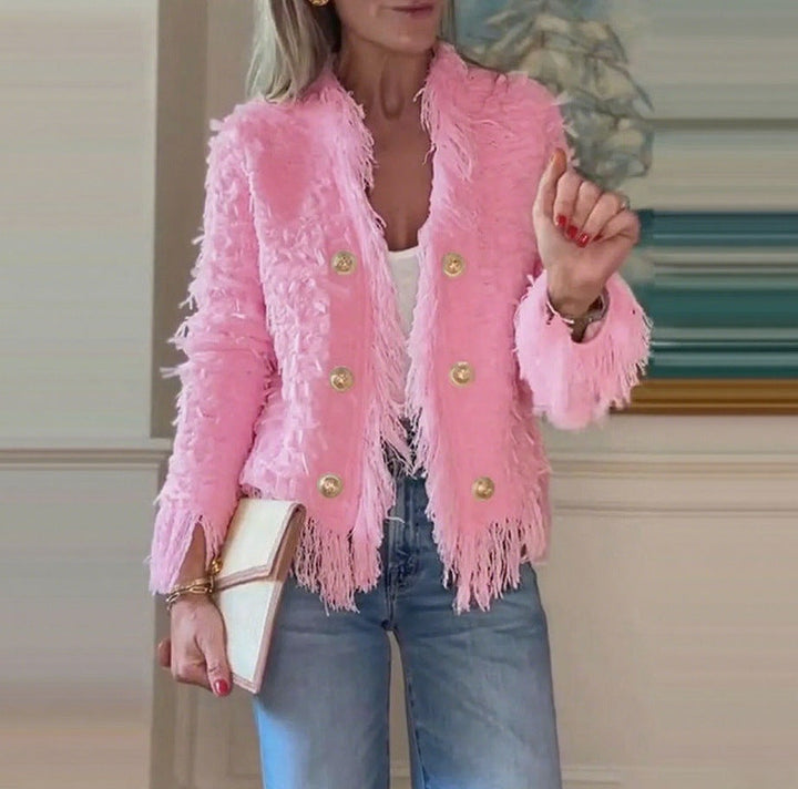 LS | Women Chic Fringe Trim Jacket