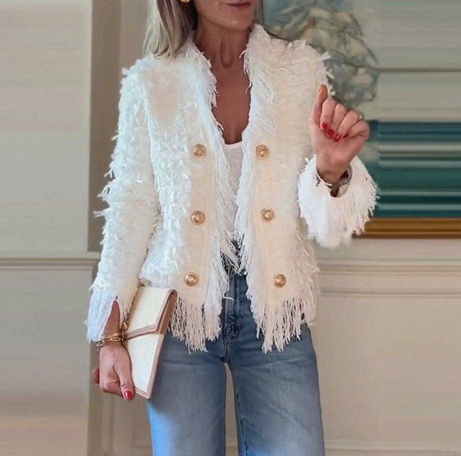 LS | Women Chic Fringe Trim Jacket