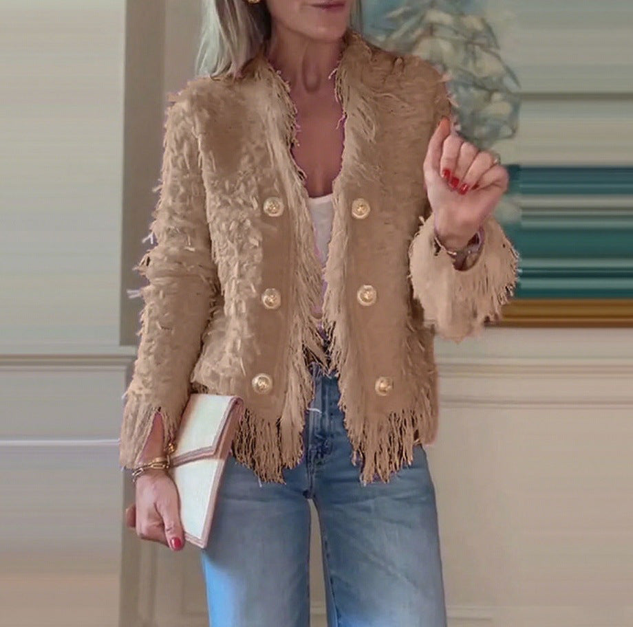 LS | Women Chic Fringe Trim Jacket