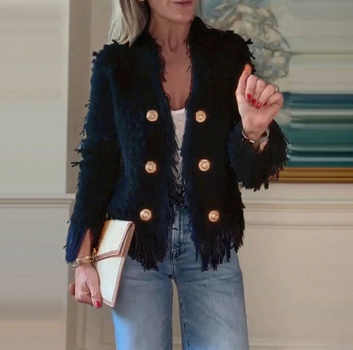 LS | Women Chic Fringe Trim Jacket