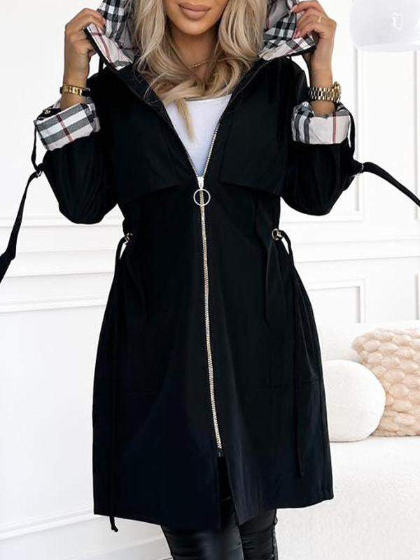 LS | Women Chic Plaid Hood Coat