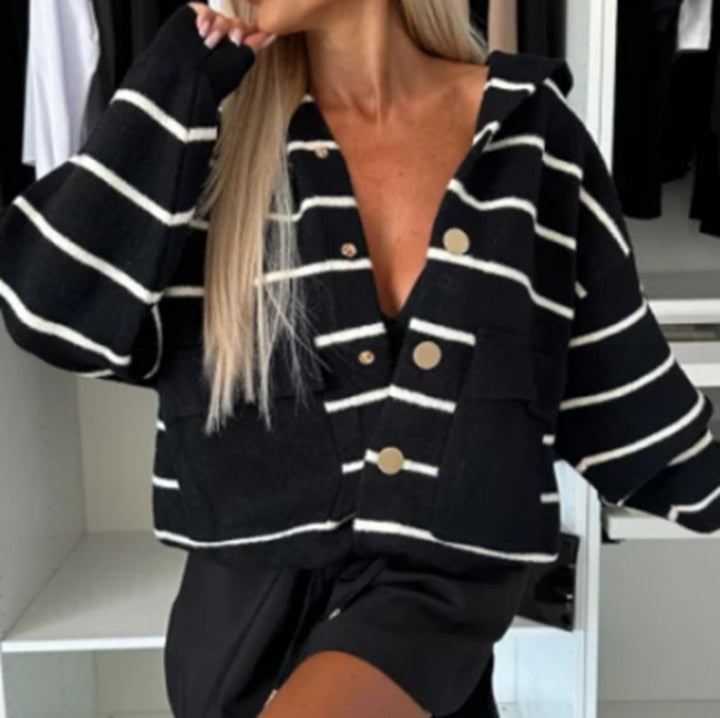 LS | Women Chic Stripe Knit Cardigan
