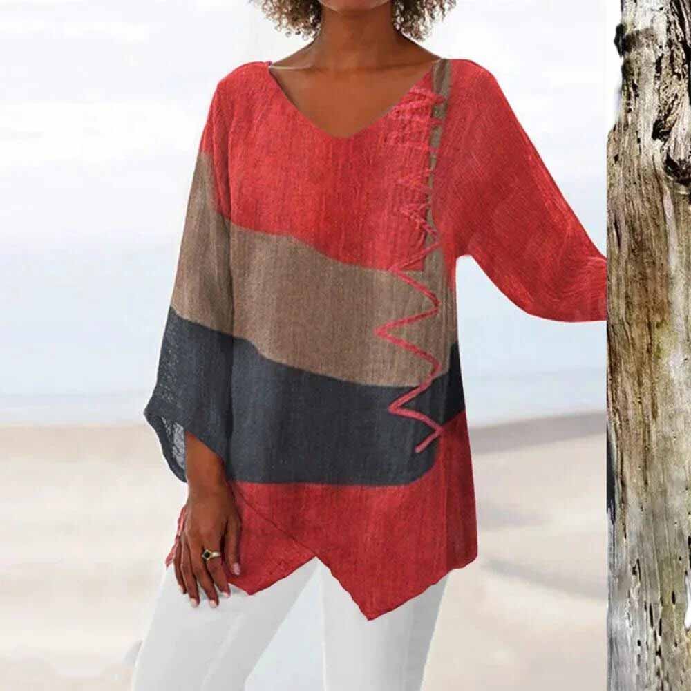 LS | Women Colorblock Loose Blouse