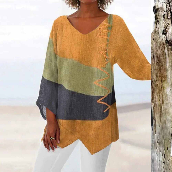 LS | Women Colorblock Loose Blouse