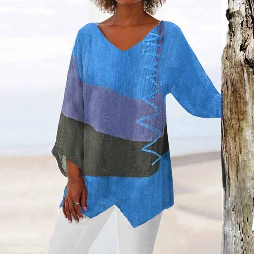 LS | Women Colorblock Loose Blouse