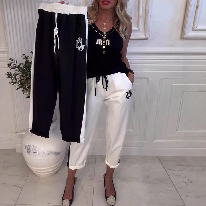 LS | Women Contrast Panel Casual Pants