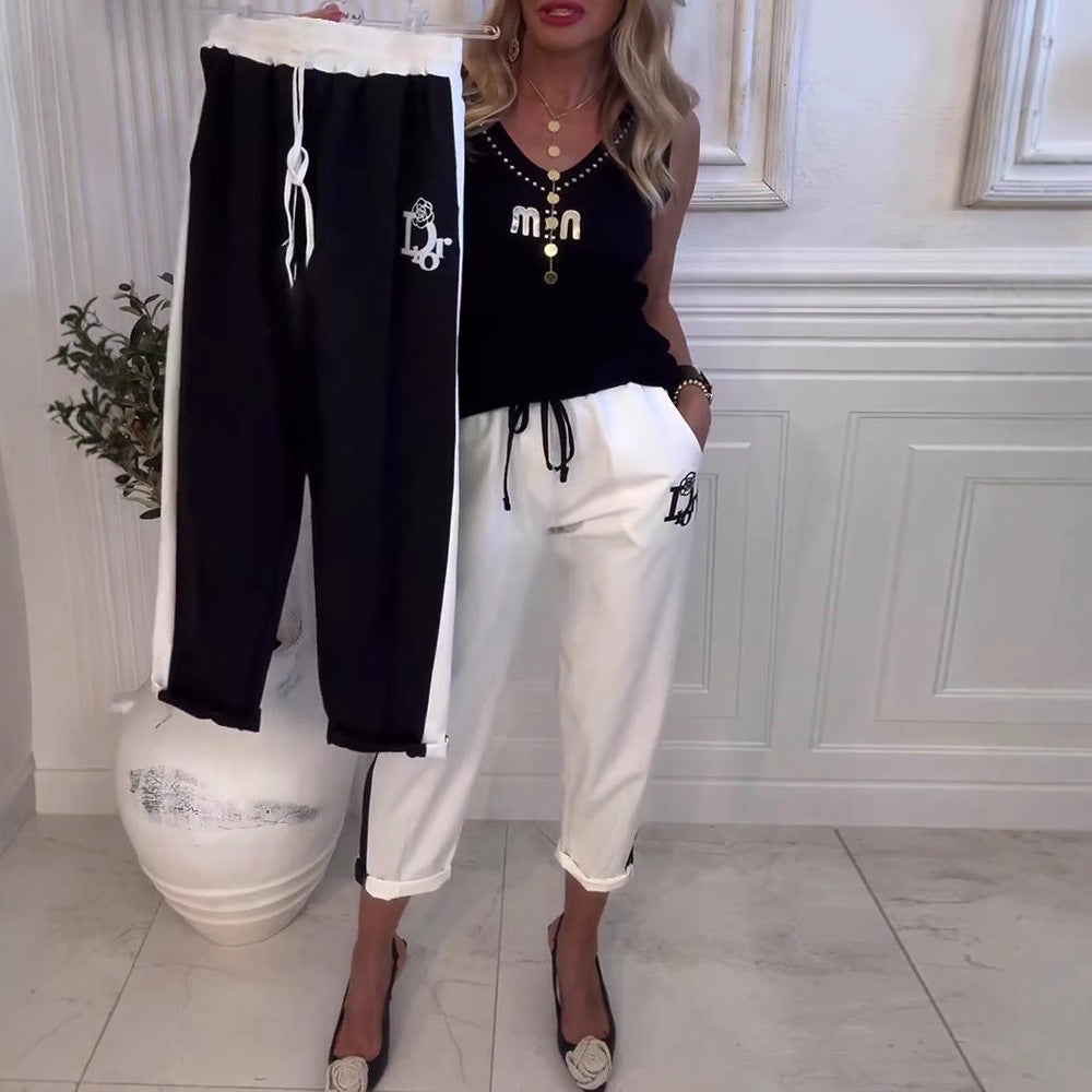 LS | Women Contrast Panel Casual Pants