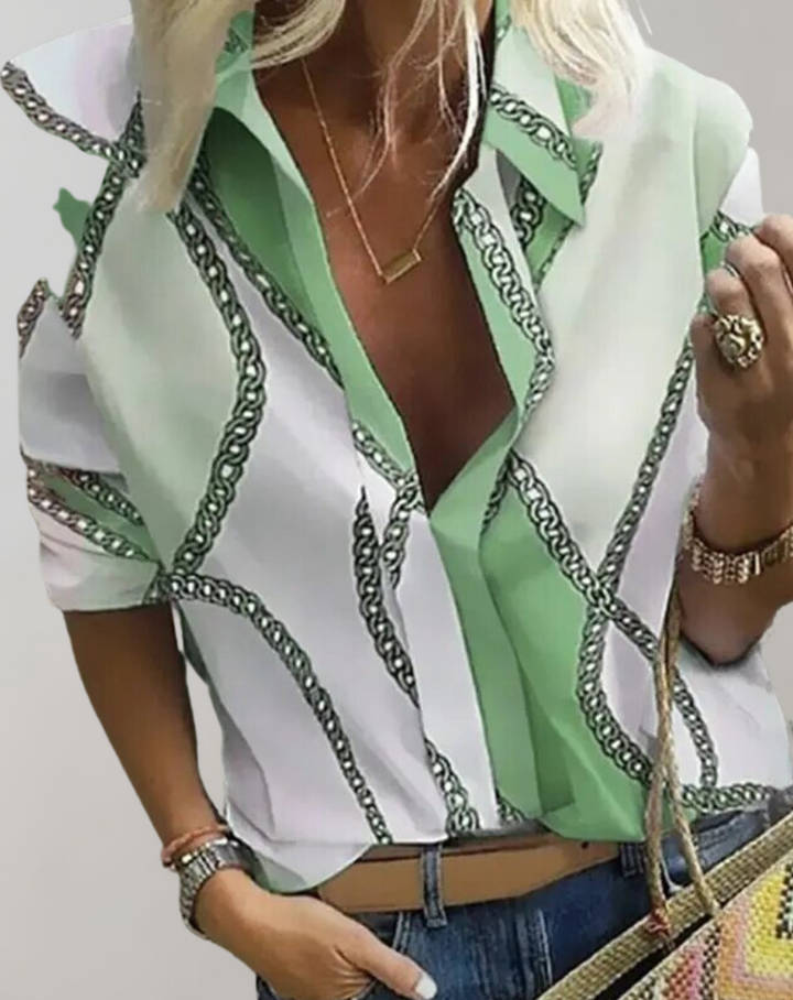 LS | Women Contrast Panel Chain Blouse
