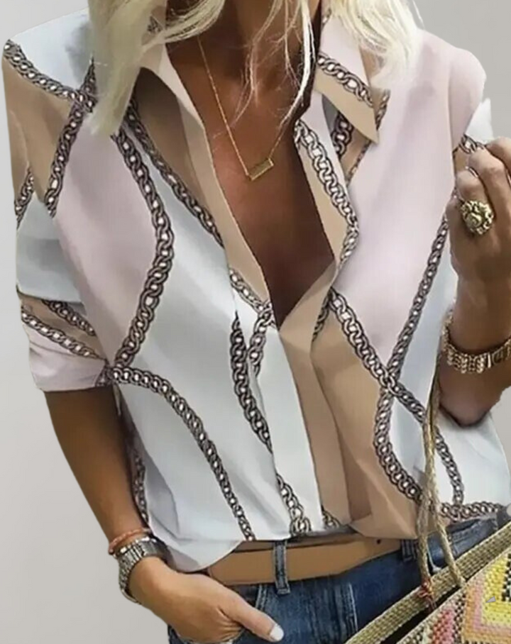 LS | Women Contrast Panel Chain Blouse