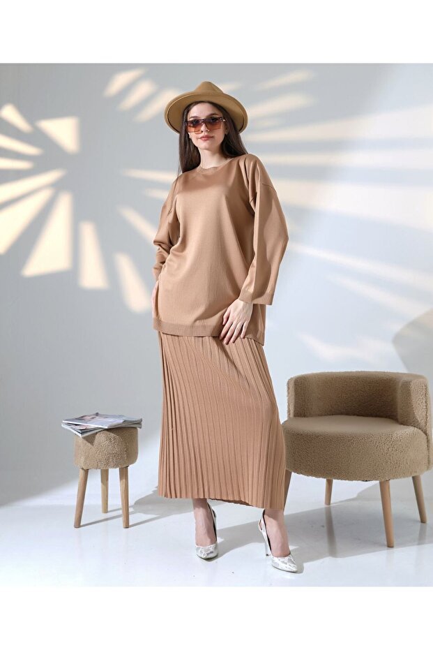LS | Women Cozy Pleated Skirt Set