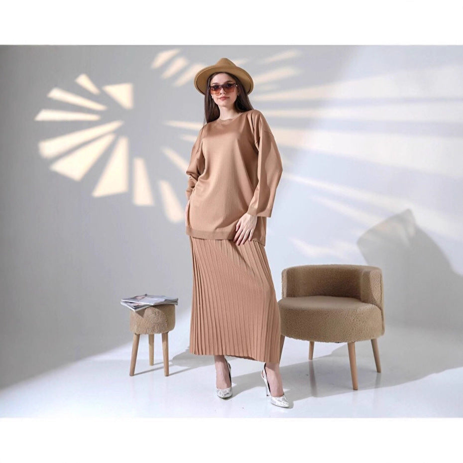 LS | Women Cozy Pleated Skirt Set