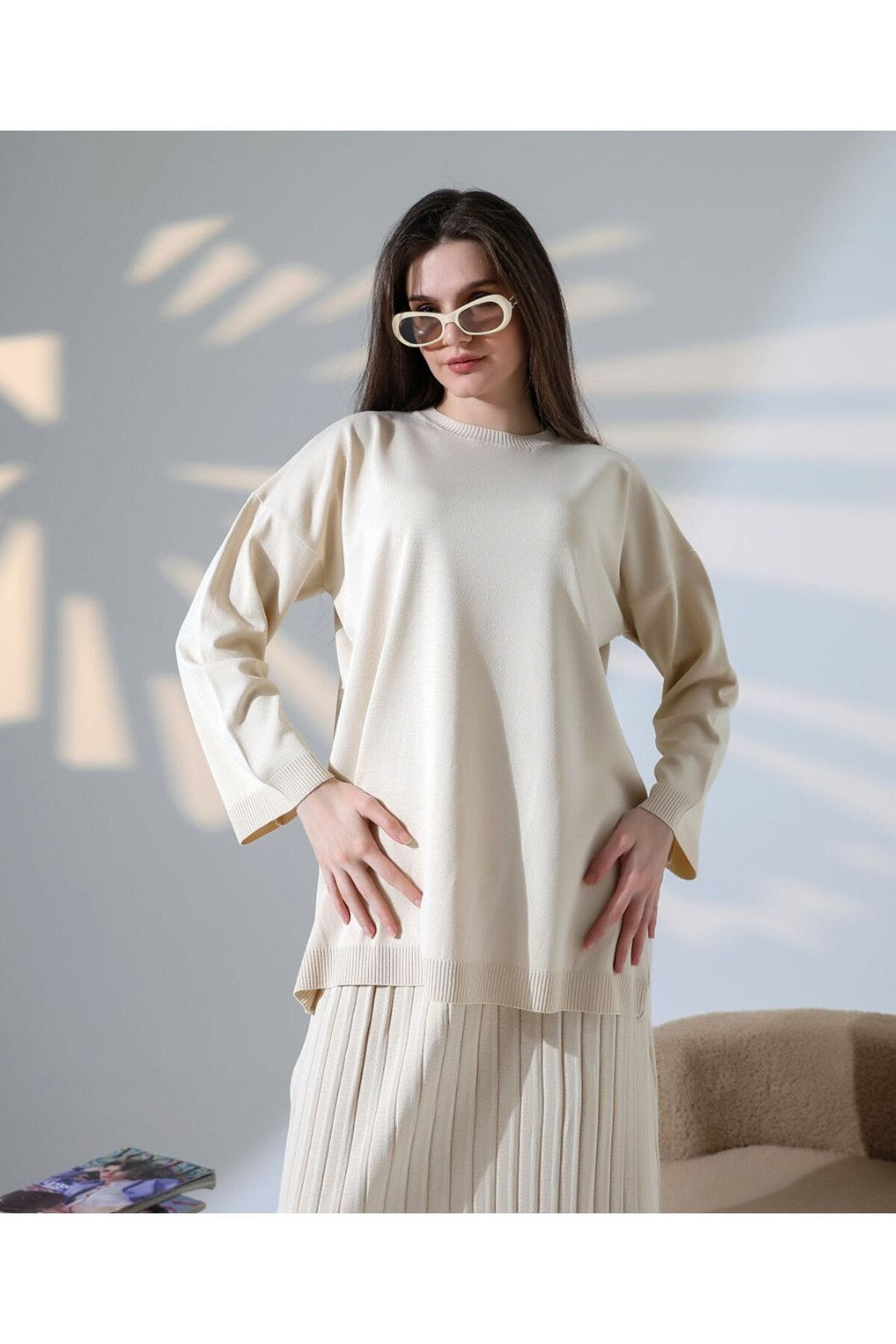 LS | Women Cozy Pleated Skirt Set