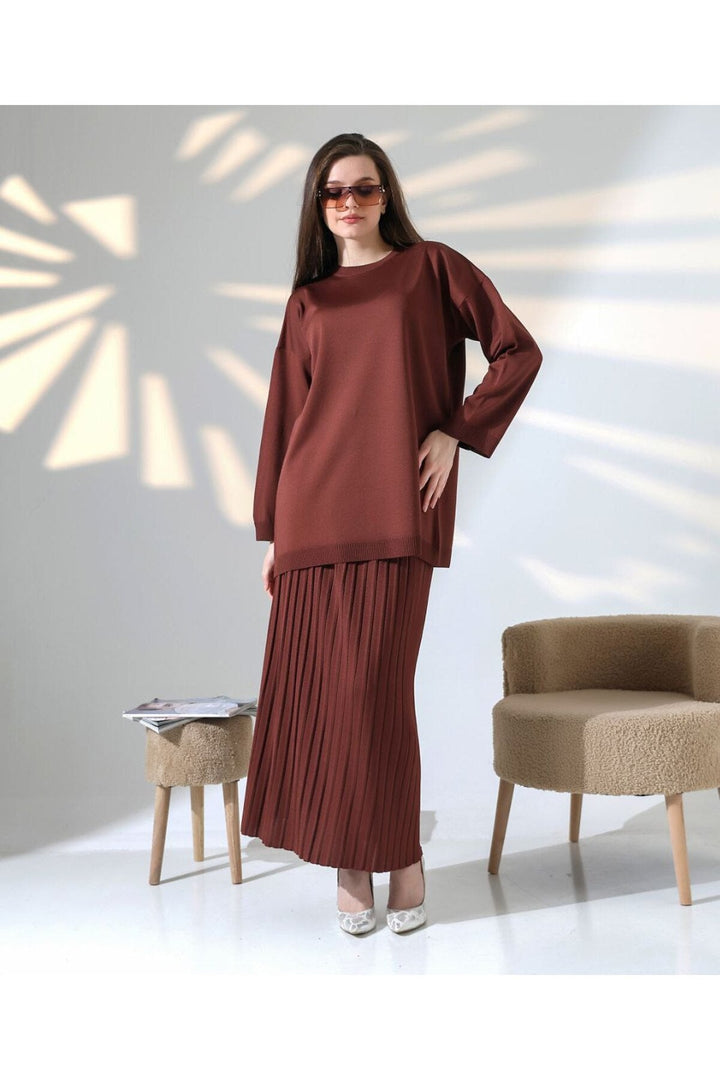 LS | Women Cozy Pleated Skirt Set
