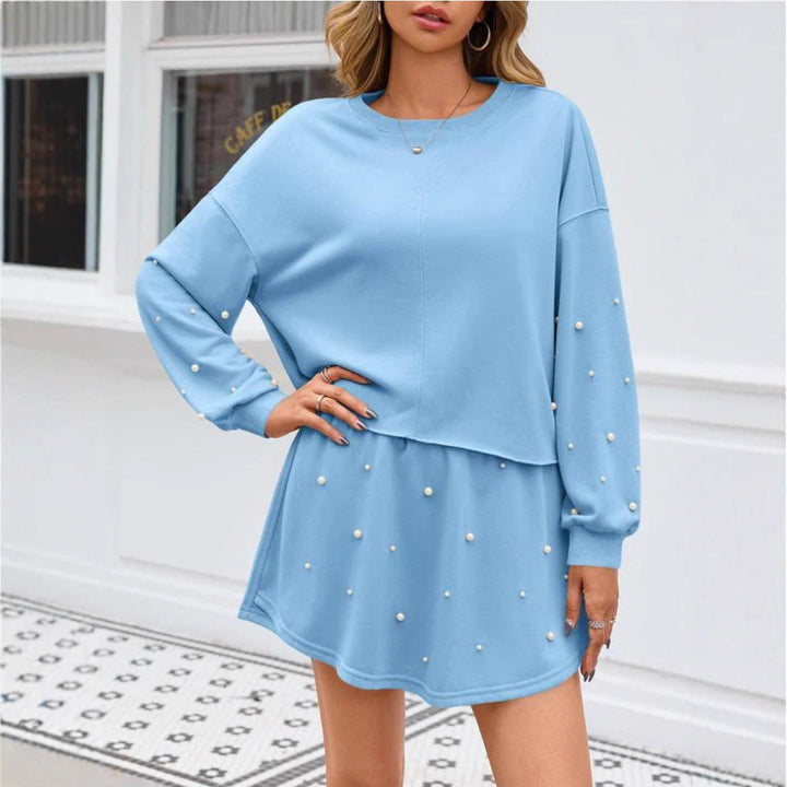 LS | Women Cute Pearl Accent Mini Dress