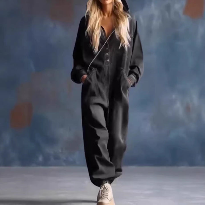 LS | Women Denim Hooded Jumpsuit