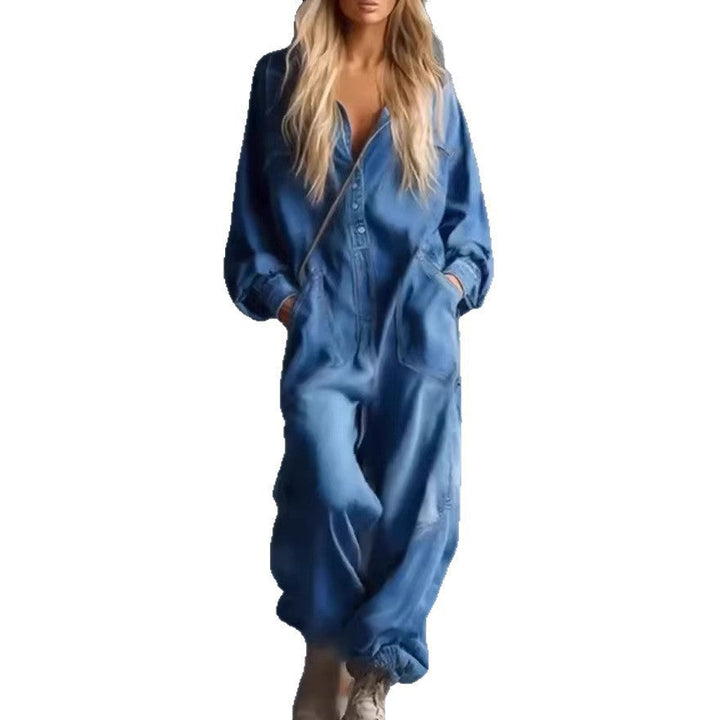 LS | Women Denim Hooded Jumpsuit