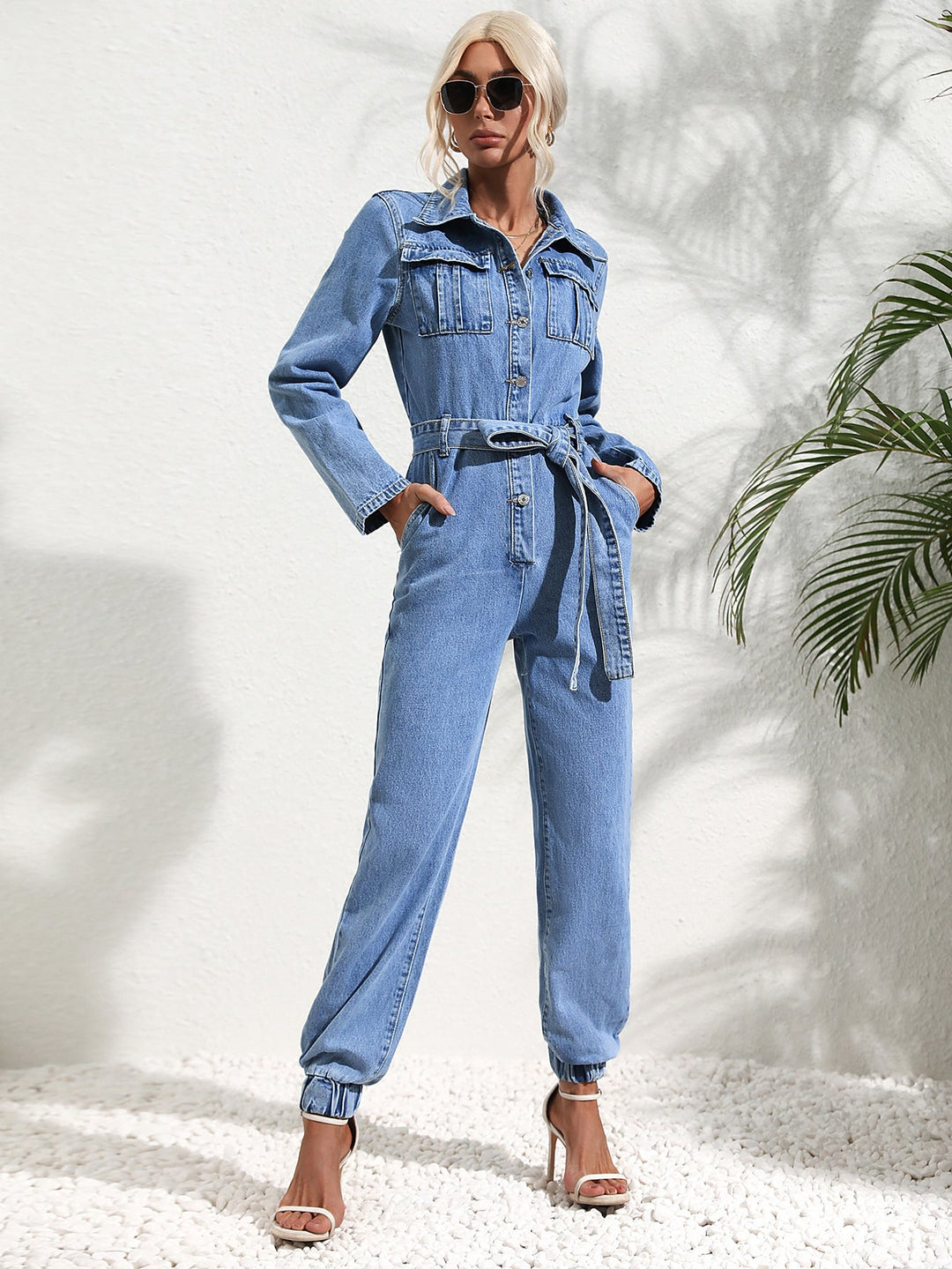 LS | Women Denim Utility Jumpsuit