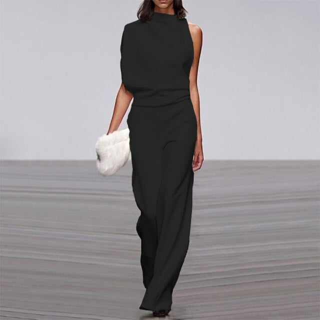 LS | Women Draped One Shoulder Jumpsuit