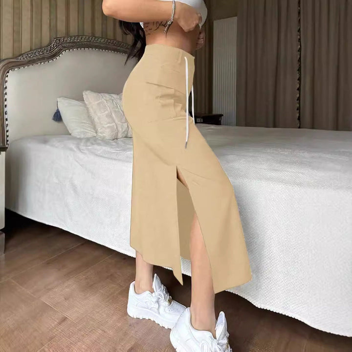 LS | Women Drawstring Waist Midi Skirt