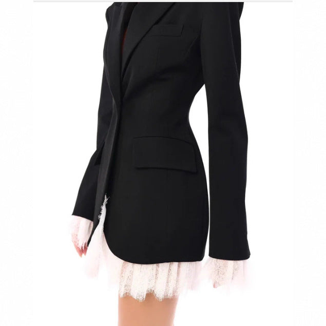 LS | Women Elegant Lace Hem Blazer Dress