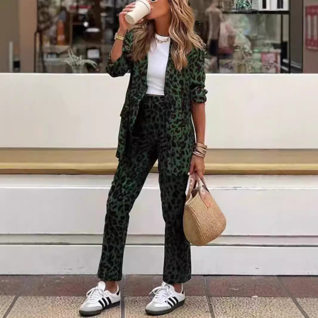 LS | Women Elegant Leopard Suit Set