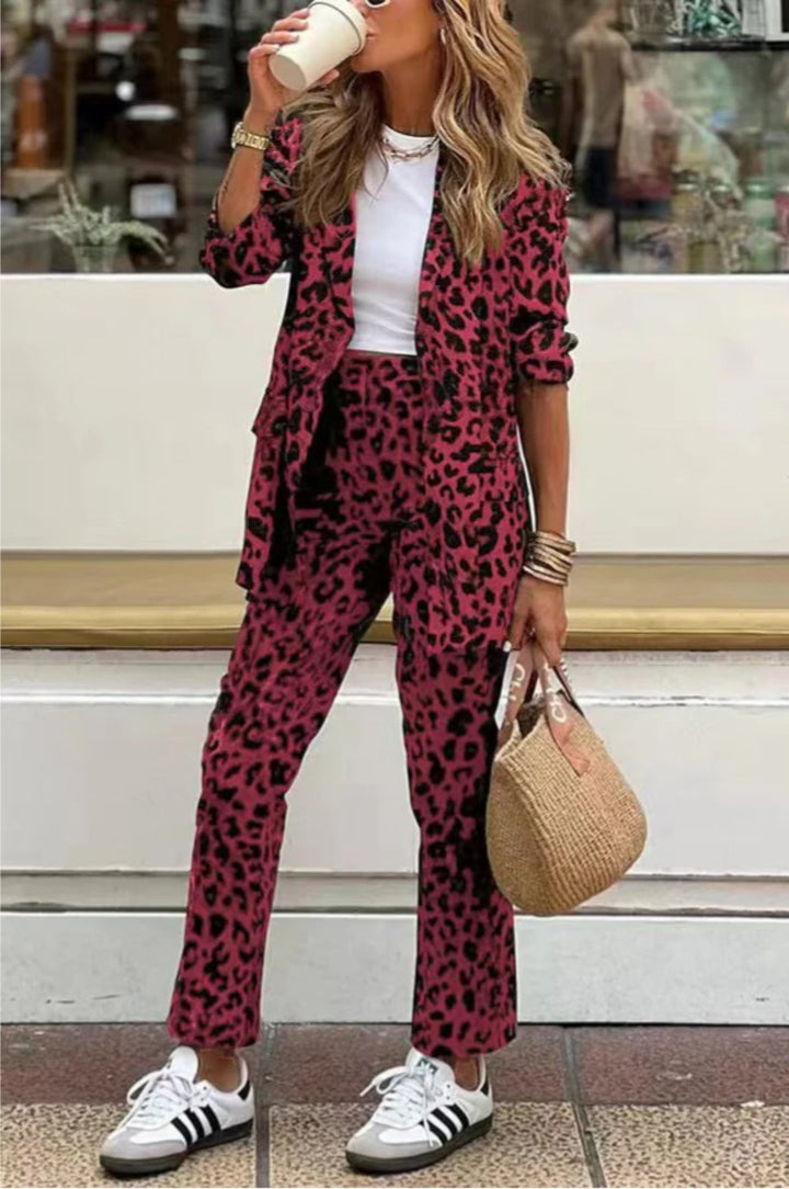LS | Women Elegant Leopard Suit Set