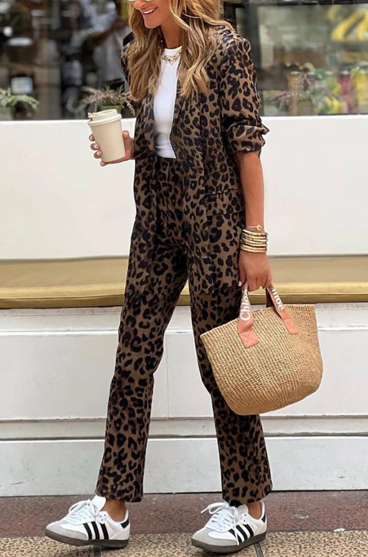 LS | Women Elegant Leopard Suit Set