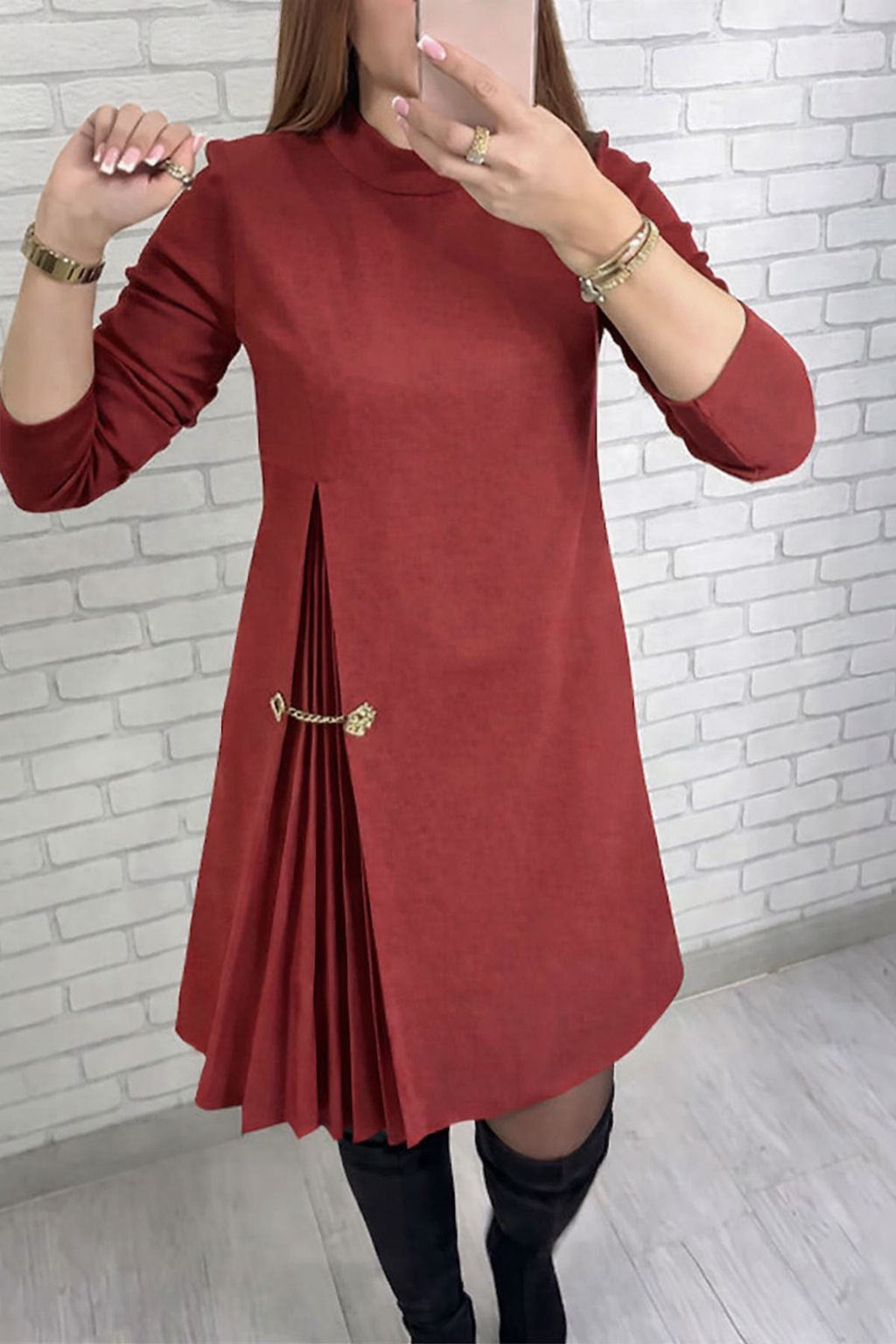 LS | Women Elegant Side Pleated Dress