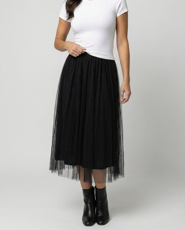 LS | Women Elegant Tulle Midi Skirt