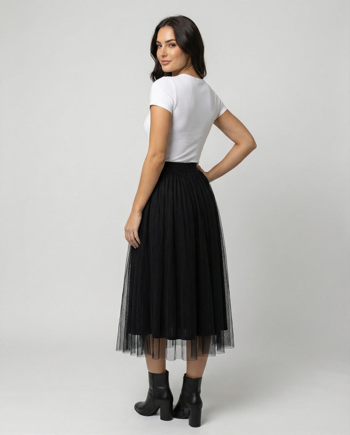 LS | Women Elegant Tulle Midi Skirt