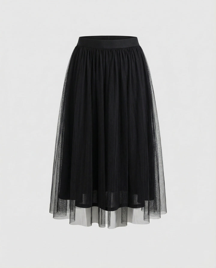 LS | Women Elegant Tulle Midi Skirt
