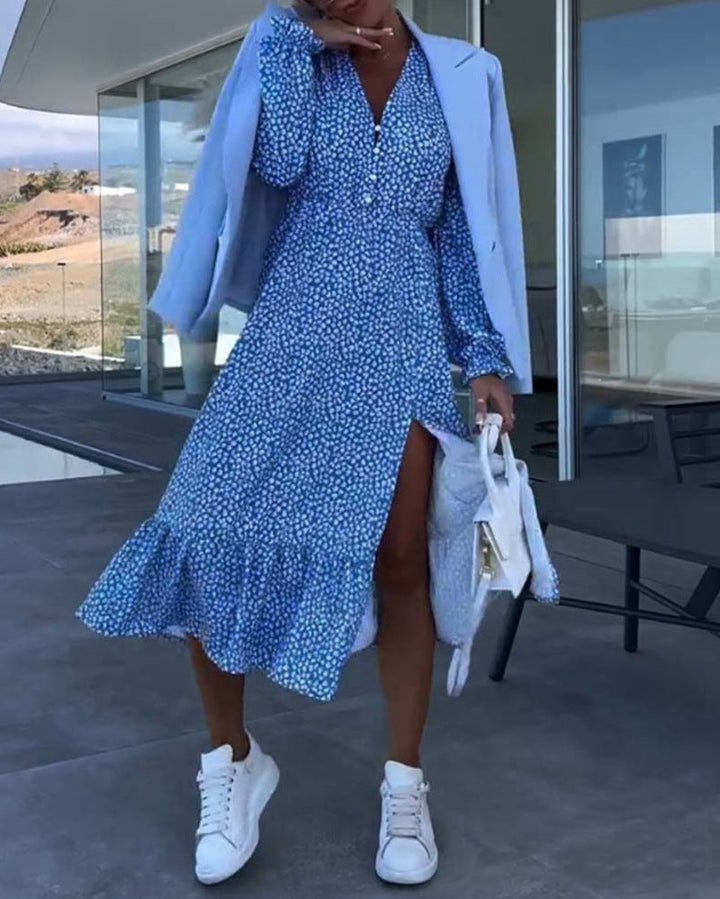 LS | Women Feminine Split Midi Dress