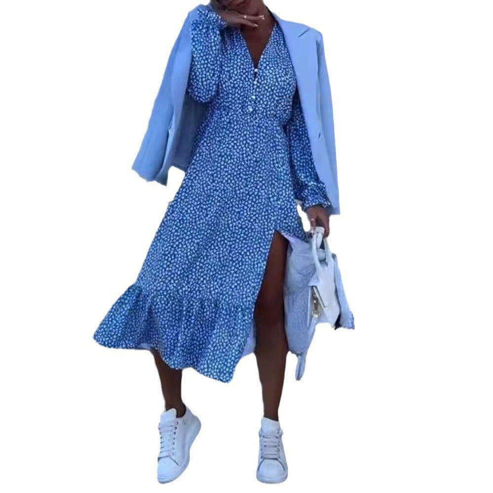 LS | Women Feminine Split Midi Dress
