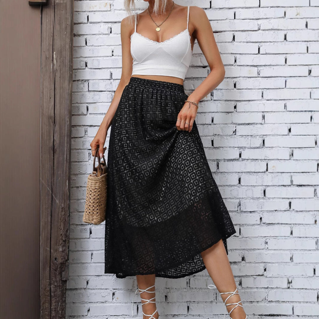 LS | Women Geometric Square Midi Skirt