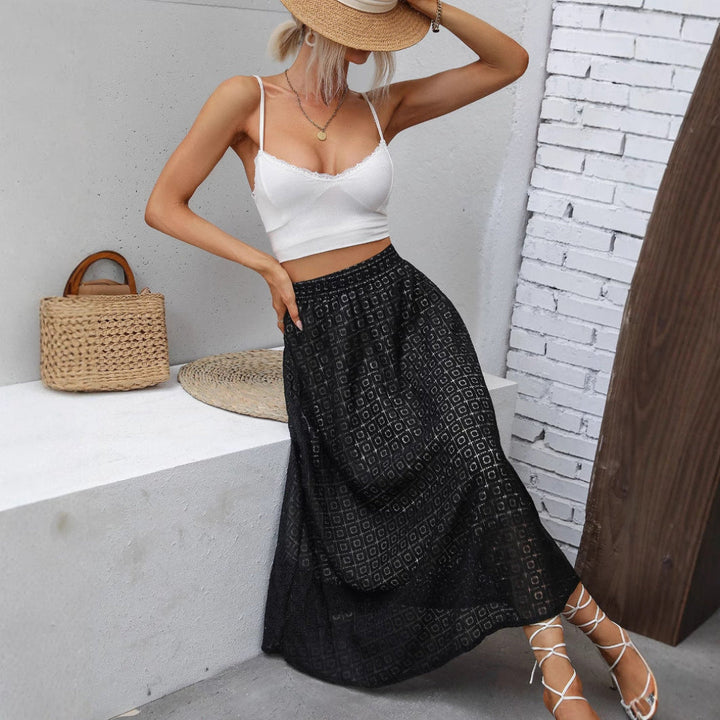 LS | Women Geometric Square Midi Skirt