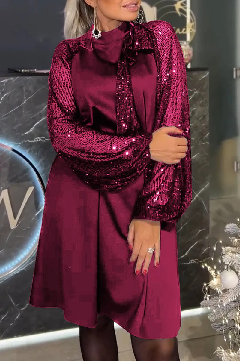LS | Women Glam Sequin Sleeve Dress