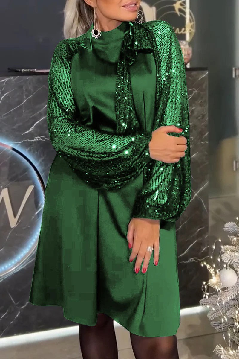LS | Women Glam Sequin Sleeve Dress