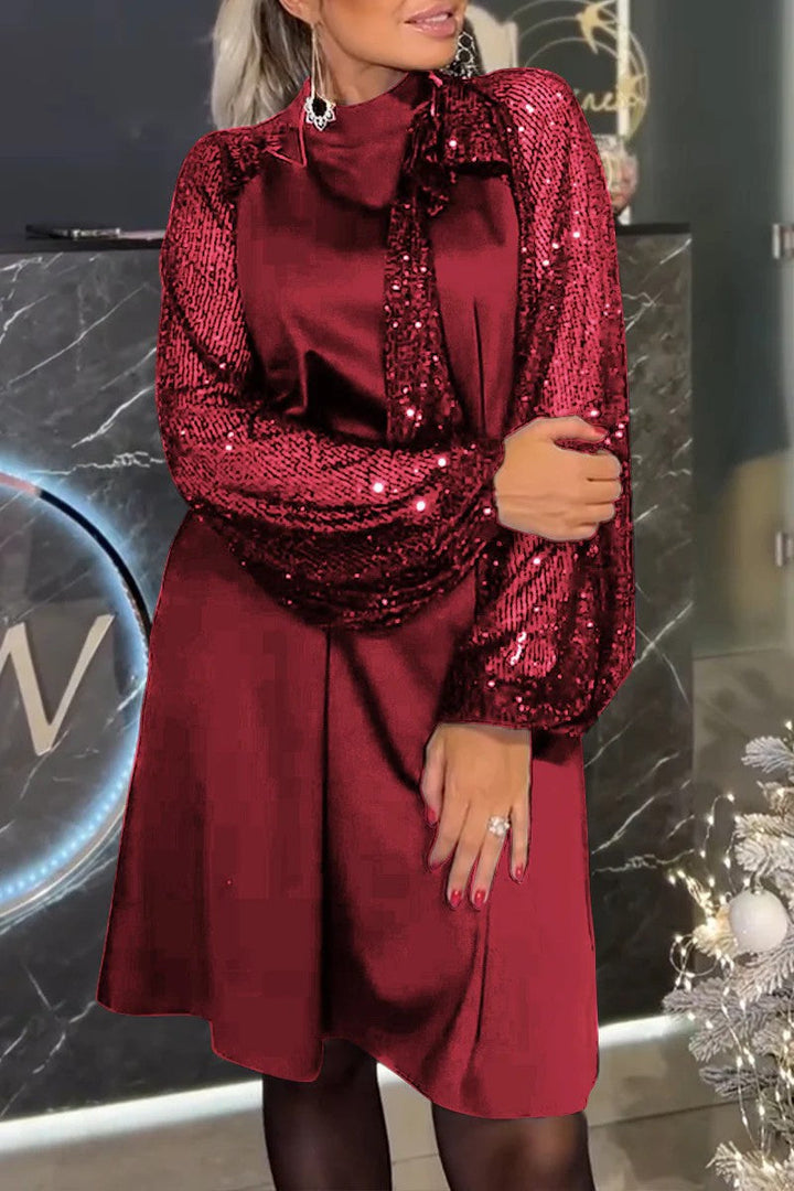 LS | Women Glam Sequin Sleeve Dress