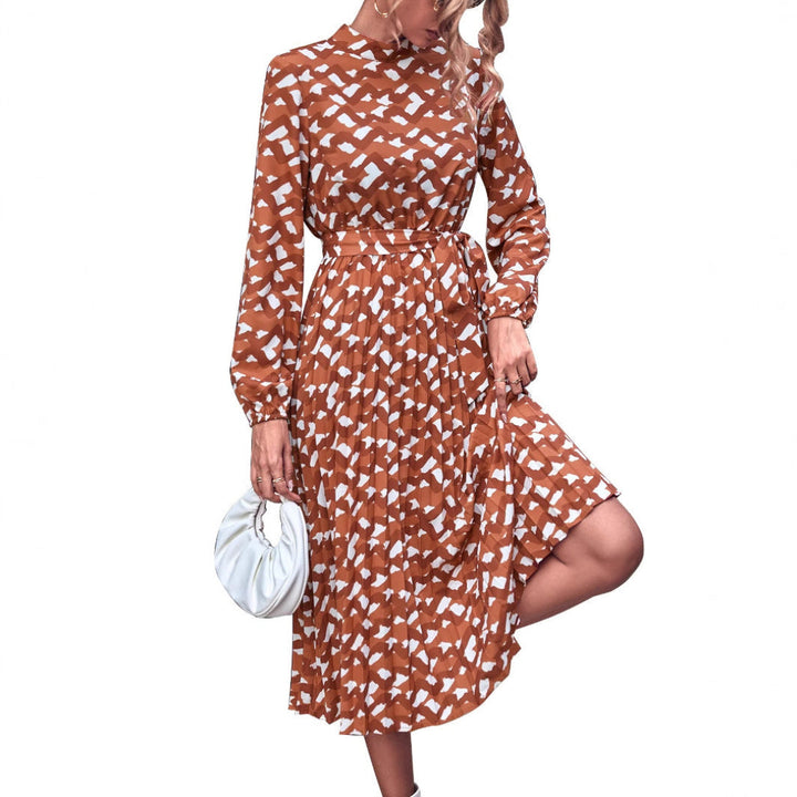 LS | Women High Neck Abstract Midi Dress