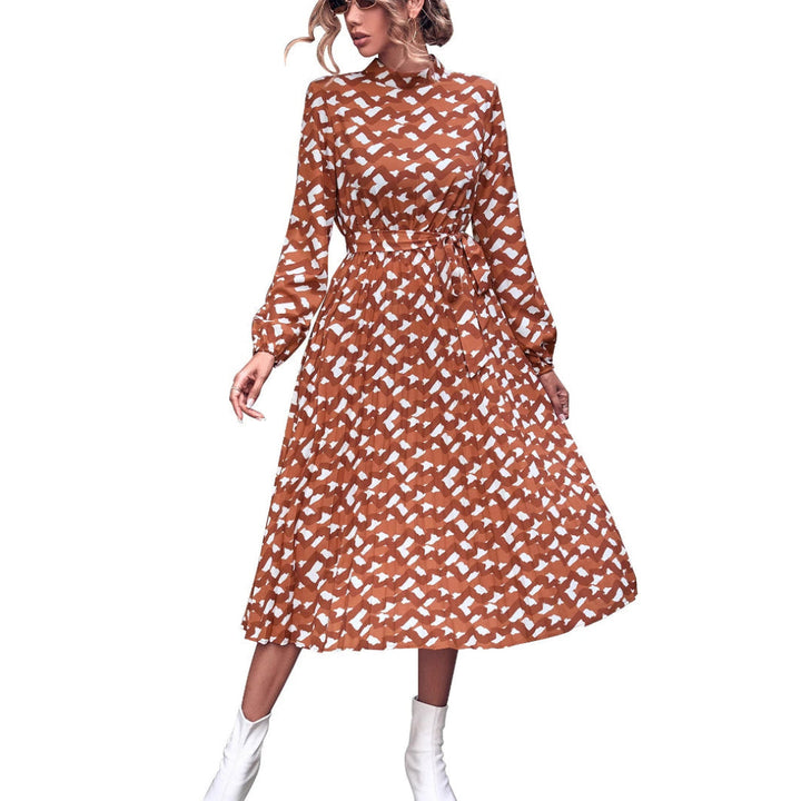 LS | Women High Neck Abstract Midi Dress
