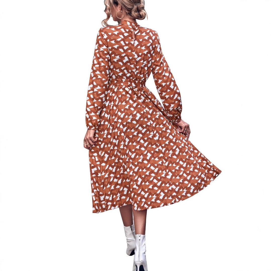 LS | Women High Neck Abstract Midi Dress