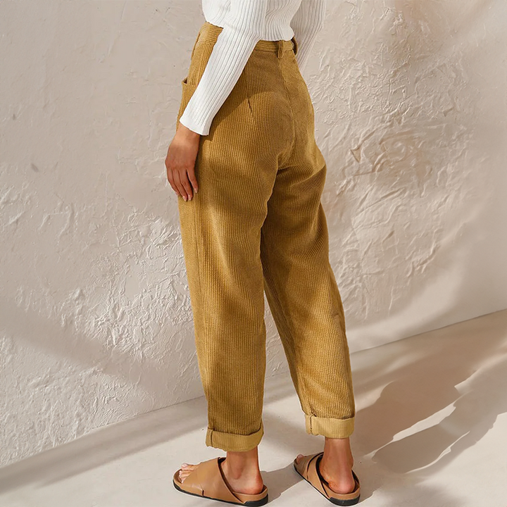 LS | Women High Waist Corduroy Pants