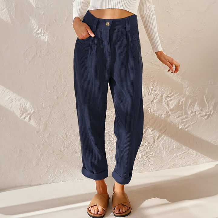 LS | Women High Waist Corduroy Pants