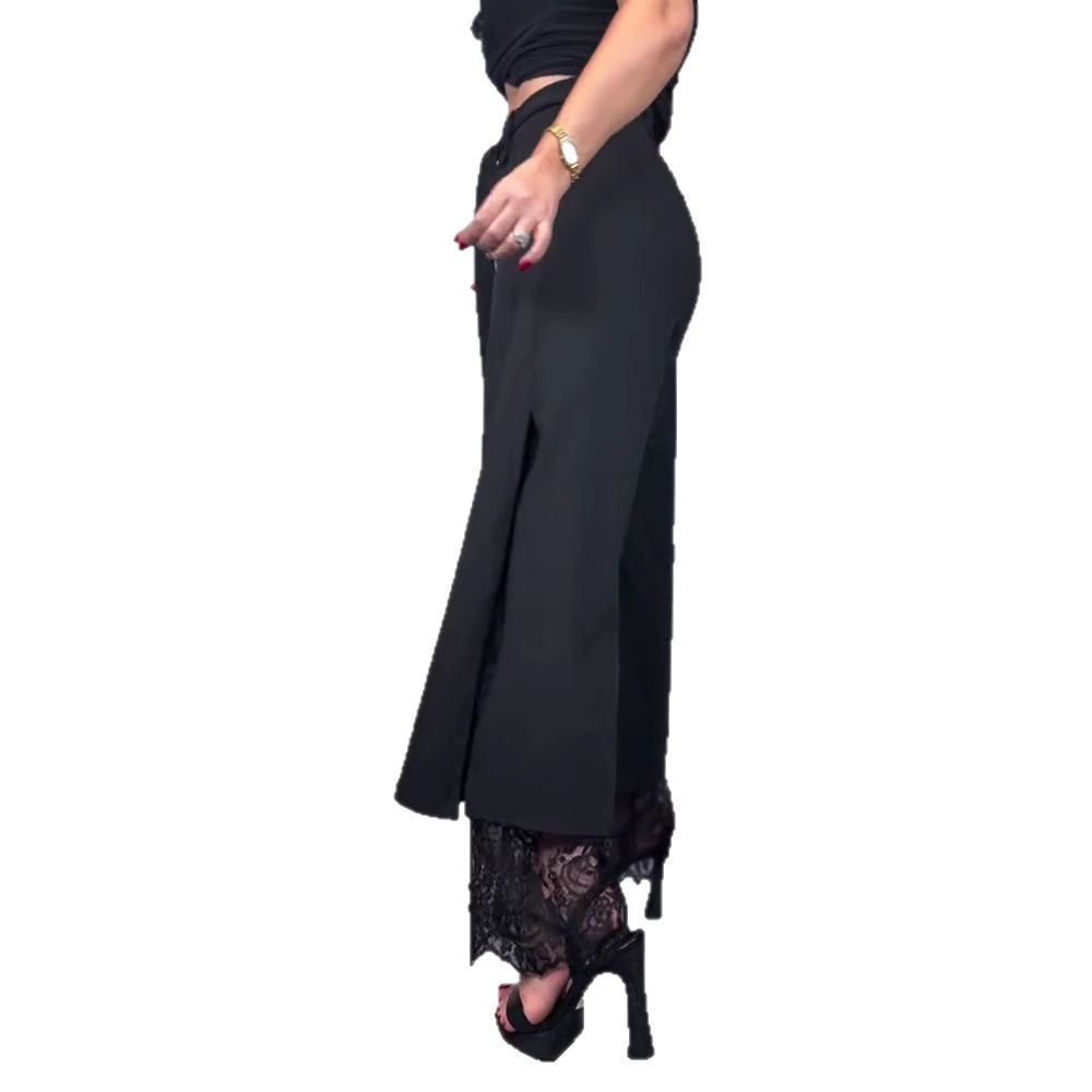 LS | Women High Waist Lace Slit Pants