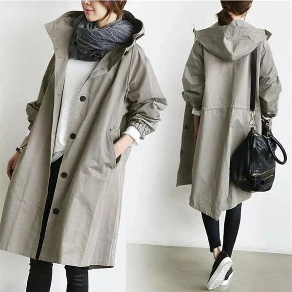 LS | Women Hooded Longline Trench Coat