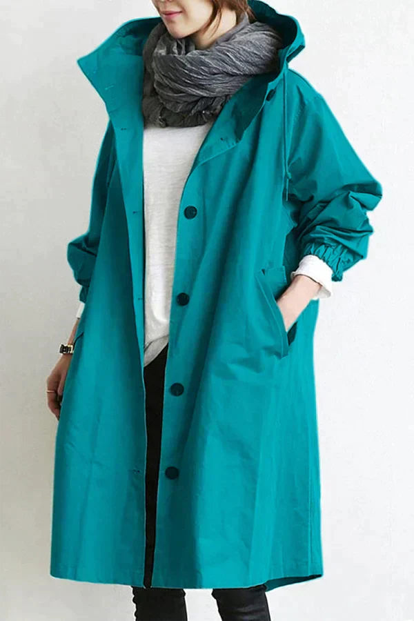 LS | Women Hooded Longline Trench Coat
