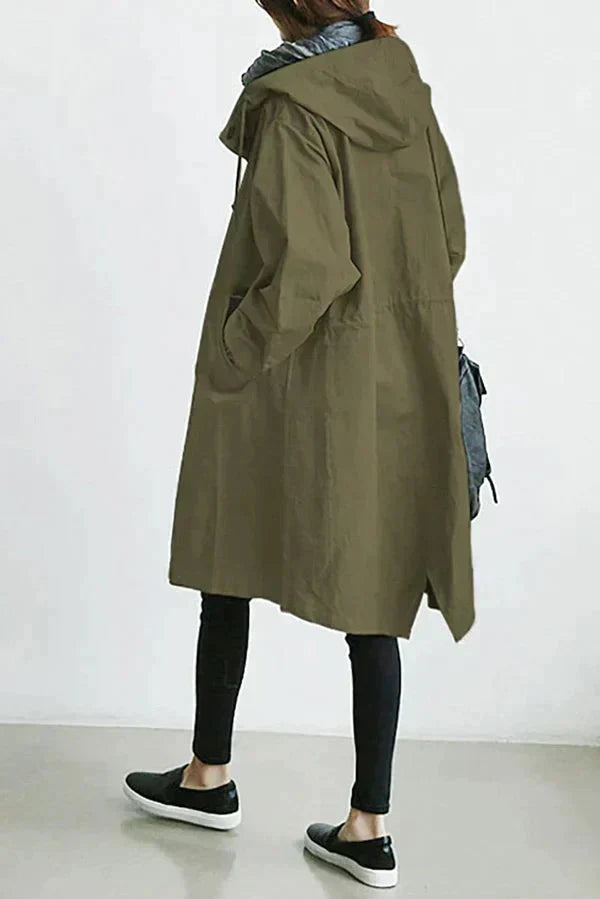 LS | Women Hooded Longline Trench Coat