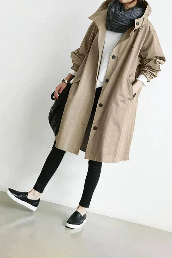 LS | Women Hooded Longline Trench Coat